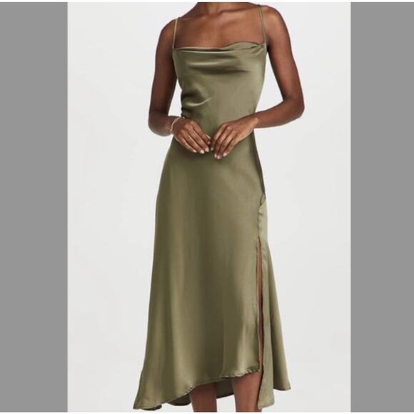 New ASTR the Label Gaia Sage Green Midi Slip Dress Size M Cowl Neck - Picture 1 of 6
